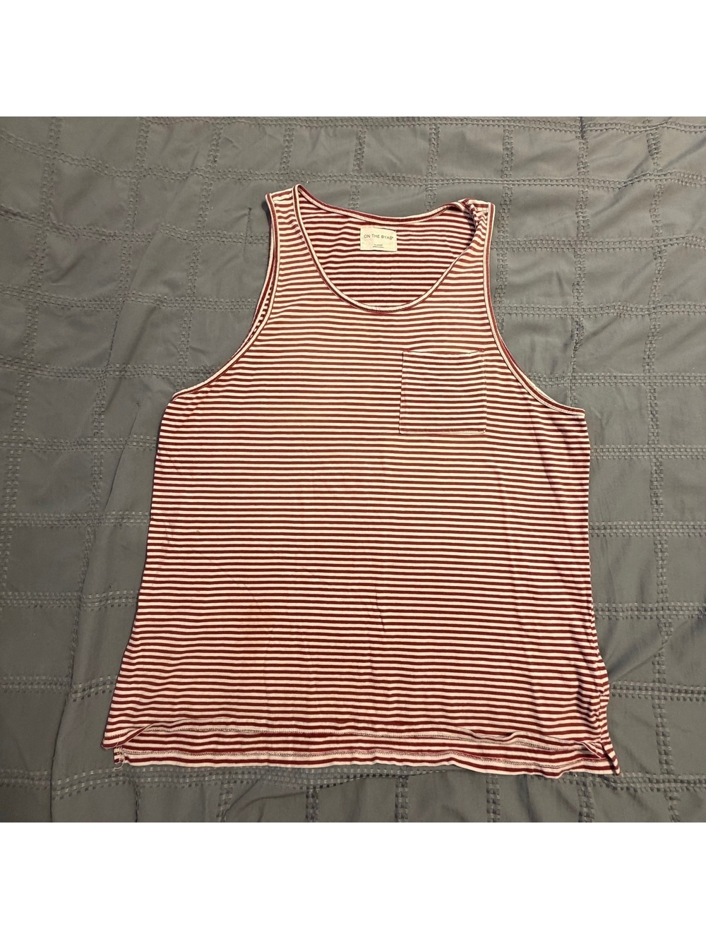 On The Byas XL Red and White Striped Cotton Tank Top / Muscle shirt